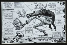 О юморе Рейгана и чертике Клинтон на выставке карикатур Кевина Каллагера