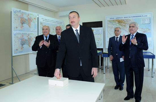 President Ilham Aliyev attends opening ceremony of Oguz-Gabala-Baku water pipeline (PHOTO)
