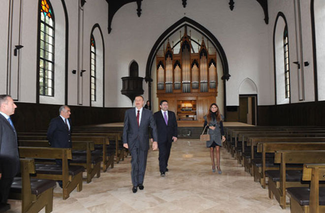 Azerbaijani President views Organ and Chamber Hall of Azerbaijan State Philharmonic after its major overhaul (PHOTO)