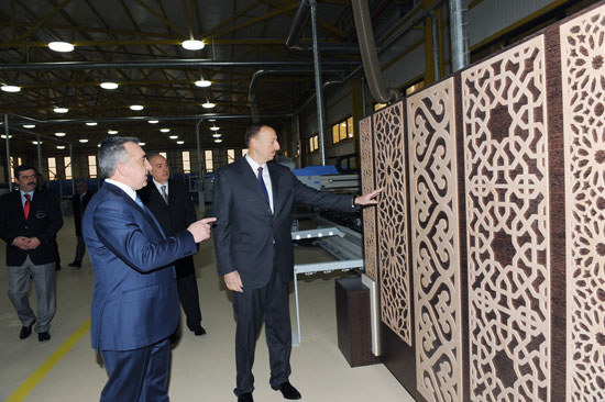 Azerbaijani President attended the opening of furniture factory, by “M-Line” LLC in the area of the Abseron region (PHOTO)