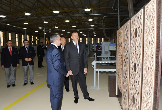 Azerbaijani President attended the opening of furniture factory, by “M-Line” LLC in the area of the Abseron region (PHOTO)