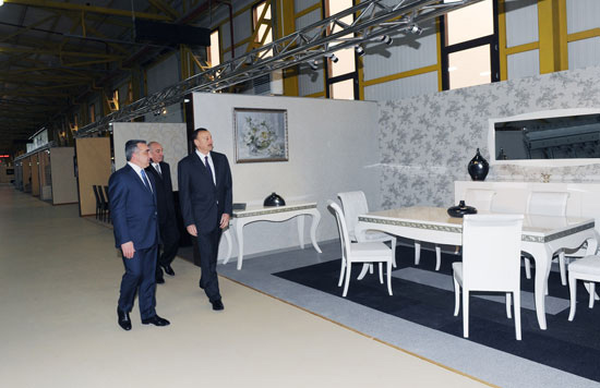 Azerbaijani President attended the opening of furniture factory, by “M-Line” LLC in the area of the Abseron region (PHOTO)