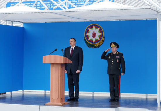 Ilham Aliyev attended the presentation ceremony of the war banner of Civil Defense Troops of the Ministry of Emergency Situations (PHOTO)