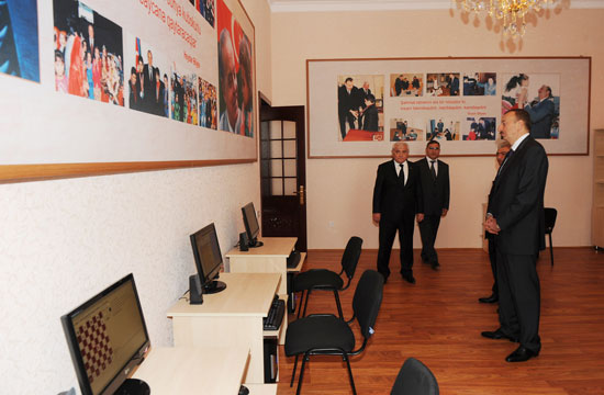 Azerbaijani President inaugurates newly constructed building of Chess School in Agjabadi (PHOTO)