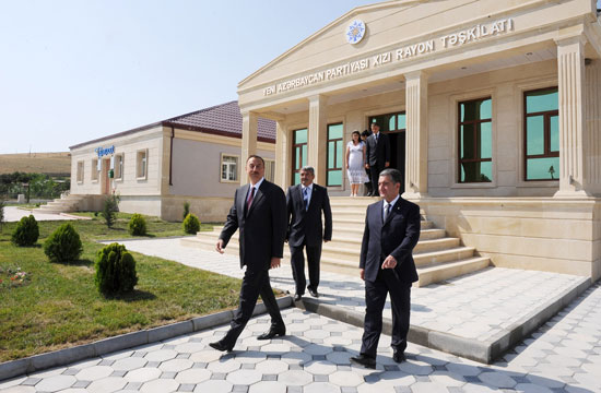 Azerbaijani President opens headquarters of New Azerbaijan Party`s regional branch in Khizi