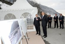 Президент Азербайджана принял участие в  открытии моста в Гахском районе (ФОТО)