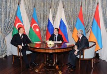 По итогам переговоров президентов Азербайджана, РФ и Армении принято совместное заявление (ФОТО)