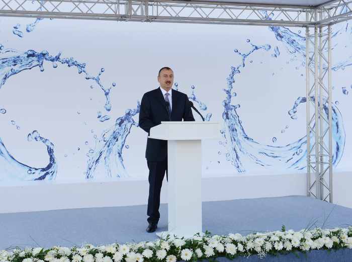 Президент Азербайджана принял участие в церемонии закладки фундамента Ширван-Муганской водопроводной системы в Гаджигабуле (ФОТО)