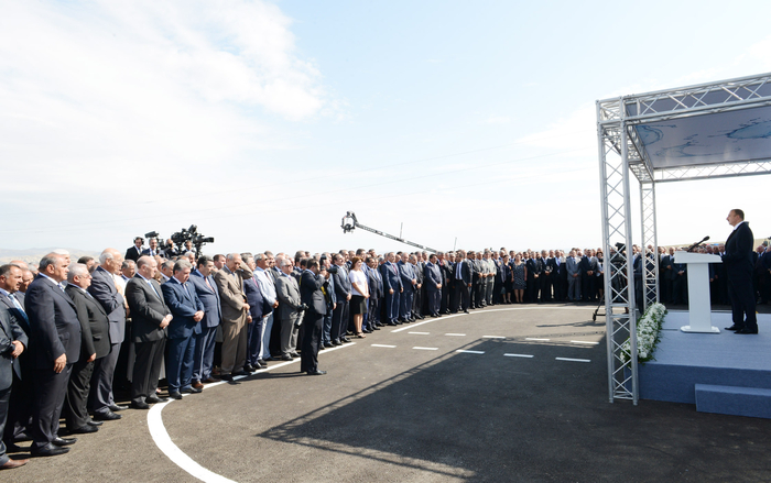Президент Азербайджана принял участие в церемонии закладки фундамента Ширван-Муганской водопроводной системы в Гаджигабуле (ФОТО)