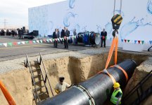 Президент Азербайджана принял участие в церемонии закладки фундамента Ширван-Муганской водопроводной системы в Гаджигабуле (ФОТО)
