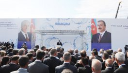 Президент Азербайджана принял участие в церемонии закладки фундамента Ширван-Муганской водопроводной системы в Гаджигабуле (ФОТО)