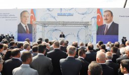 Президент Азербайджана принял участие в церемонии закладки фундамента Ширван-Муганской водопроводной системы в Гаджигабуле (ФОТО)