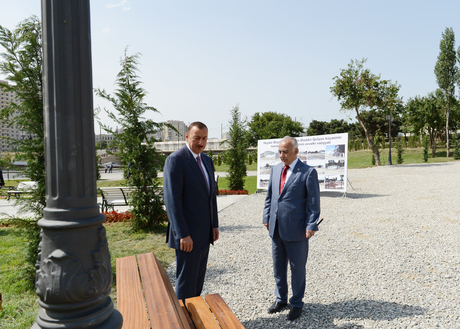 Azerbaijani President inspects new park in Baku (PHOTO)
