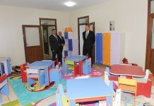 Президент Ильхам Алиев принял участие в открытии детского сада в селе Гезбарах (ФОТО)