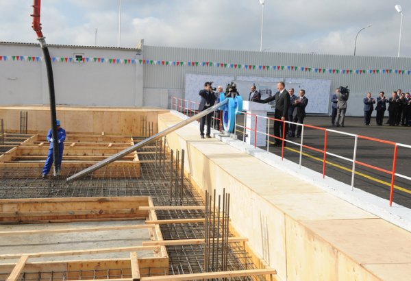 President Ilham Aliyev participates in groundbreaking ceremony for complex of water and sewerage systems of Beylagan (PHOTO)