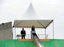 Президент Азербайджана принял участие в церемонии закладки фундамента Дворца водных видов спорта (ФОТО)