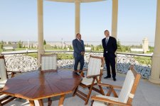 Azerbaijani President views Flag Square in Shirvan (PHOTO)