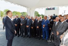 Президент Азербайджана принял участие в церемонии открытия канализационной сети и водопровода в Шабране (ФОТО)