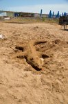Скульптуры из песка и граффити на берегу Каспийского моря в Баку  (фотосессия)