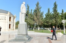 Президент Азербайджана прибыл с визитом в Кюрдамирский район (ФОТО)