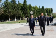 Президент Азербайджана прибыл с визитом в Кюрдамирский район (ФОТО)