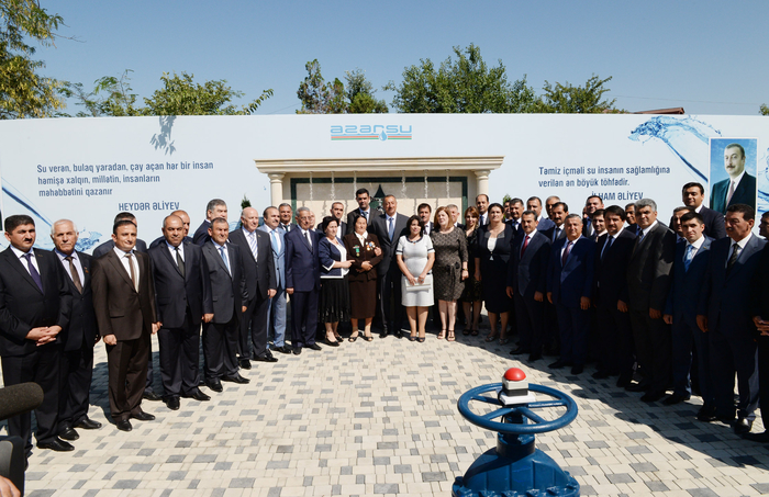 Президент Азербайджана принял участие в церемонии подачи питьевой воды в Кюрдамир (ФОТО)