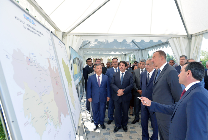 Президент Азербайджана принял участие в церемонии подачи питьевой воды в Кюрдамир (ФОТО)