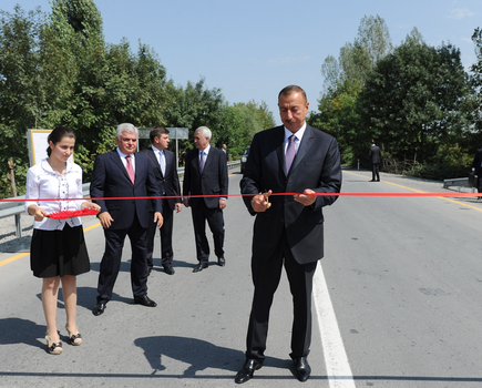 President Ilham Aliyev opens Gabala-Oghuz stretch of Garamaryam-Ismayili-Shaki highway (PHOTO)