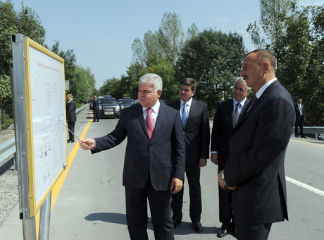 President Ilham Aliyev opens Gabala-Oghuz stretch of Garamaryam-Ismayili-Shaki highway (PHOTO)