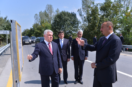 President Ilham Aliyev opens Gabala-Oghuz stretch of Garamaryam-Ismayili-Shaki highway (PHOTO)