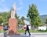 Президент Ильхам Алиев прибыл с визитом в Шеки (ФОТО)