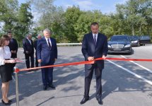 President Ilham Aliyev opens newly remodeled Ashaghi Kungut-Aydinbulag highway in Shaki (PHOTO)
