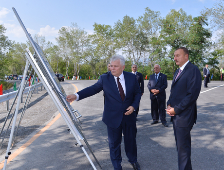 President Ilham Aliyev opens newly remodeled Ashaghi Kungut-Aydinbulag highway in Shaki (PHOTO)