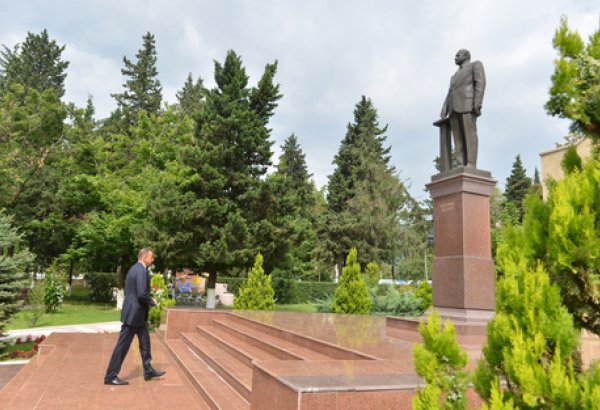 Azerbaijani President Ilham Aliyev arrives in Zagatala District (PHOTO)