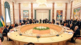 Президент Ильхам Алиев: Азербайджан будет и дальше стараться по возможности вносить свой вклад в дело укрепления сотрудничества между странами СНГ (ФОТО)