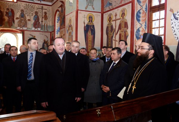 Georgian President visits Azerbaijan`s Gakh District (PHOTO)