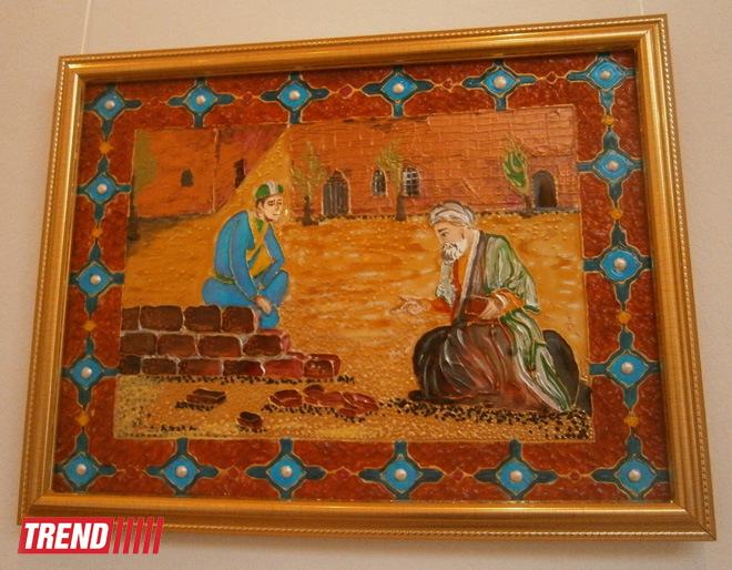 Герои произведений Низами Гянджеви в витражной росписи - выставка Магера Магеррамова(ФОТО)