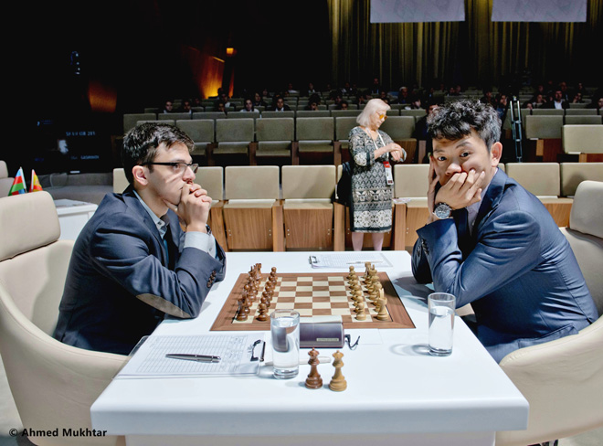Фоторепортаж с третьего тура международного шахматного турнира "Shamkir Chess 2014"