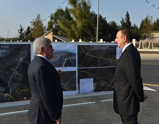 President Aliyev attends opening of first part of Gala-Pirallahi highway (PHOTO)