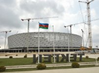Azerbaijani president, his spouse review progress of construction at Baku Olympic Stadium