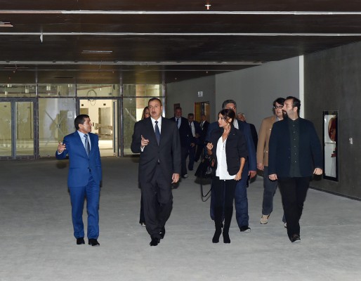 Azerbaijani president, his spouse review progress of construction at Baku Olympic Stadium