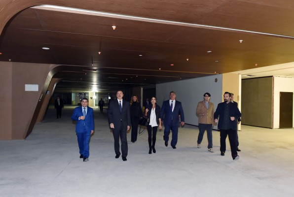 Azerbaijani president, his spouse review progress of construction at Baku Olympic Stadium