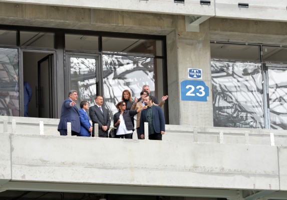 Azerbaijani president, his spouse review progress of construction at Baku Olympic Stadium