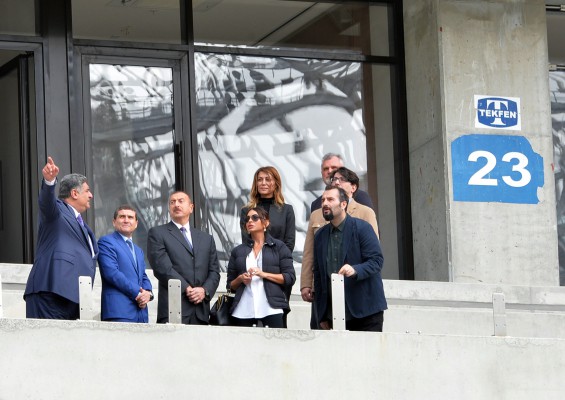Azerbaijani president, his spouse review progress of construction at Baku Olympic Stadium