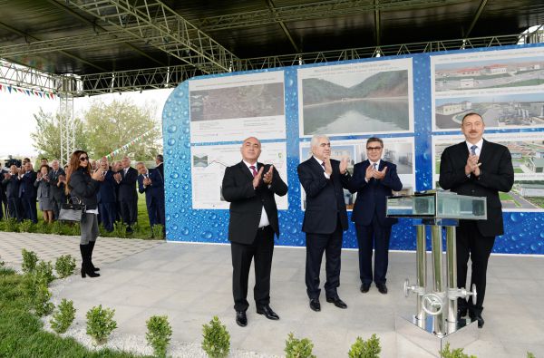 President Aliyev attends ceremony of water supply system reconstruction in Goranboy