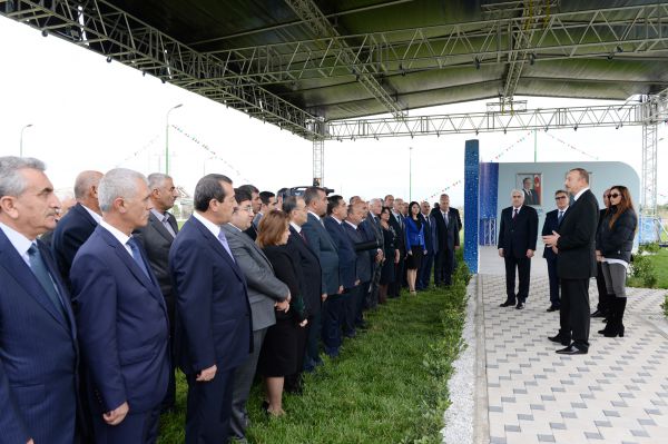 President Aliyev attends ceremony of water supply system reconstruction in Goranboy