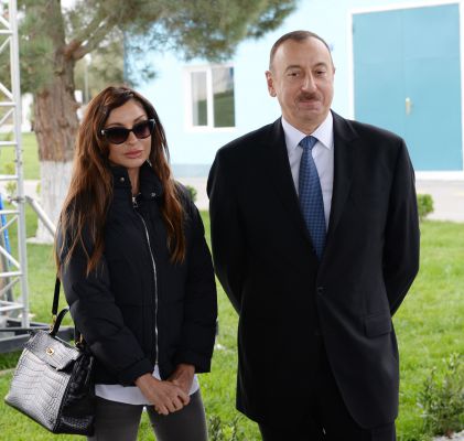 President Aliyev attends ceremony of water supply system reconstruction in Goranboy