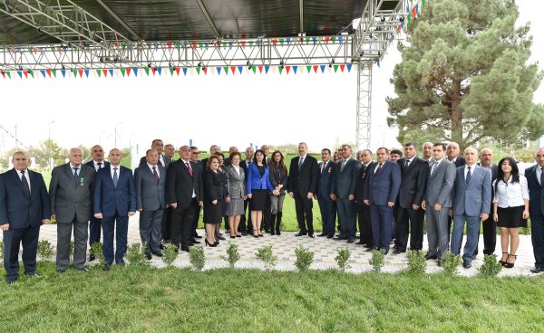 President Aliyev attends ceremony of water supply system reconstruction in Goranboy