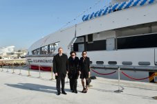 Президент Азербайджана и его супруга приняли участие в церемонии сдачи в эксплуатацию корабля «Муслим Магомаев» (версия 2) (ФОТО)