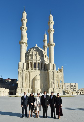 President Aliyev and his spouse attend opening of Heydar Mosque in Baku